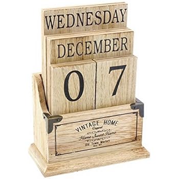 Vintage Holz ewiger Kalender-Schreibtisch Top Ewig Kalender Blocks