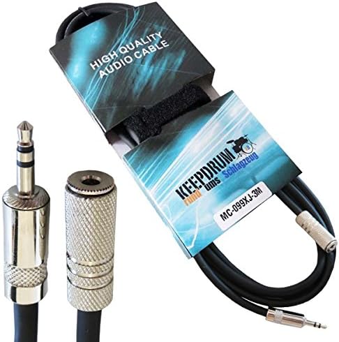Keepdrum MC-099XJ 3 m Extension Cable, 3.5 mm Stereo Mini Jack, M/F Headphone Extension + Velcro Cable Tie
