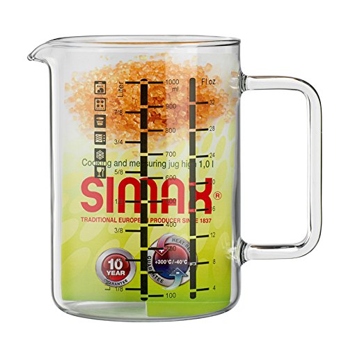 Bohemia Cristal 093 006 145 Simax Messbecher circa 1 L mit Henkel aus hitzebeständigem Borosilikatglas, klar, 15 x 11,5 x 15 cm - 3