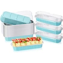 Lot De 50 Moules à Cuisson Jetables En Aluminium Avec Couvercles | 16.5x6.3x3cm | Pour Mini Gâteaux, Brownies, Muffins