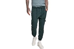 URBAN CLASSICS Pantalón jogging Cargo con bolsillos de parche 2 laterales y 2 traseros, ajuste slim fit, color liso, cintura cordón, puños elásticos, distintos colores, tallas XS - 5XL