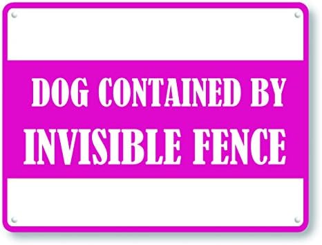 happygoluck1y Dog Contained By Invisible Fence Signs Outdoor Aluminum Warning Metal Signs Vintage Wall Plaque Metal Tin Sign