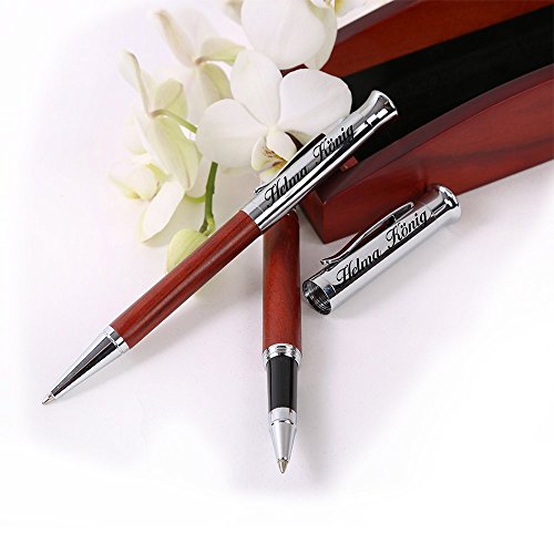 Schreibset Juist – braun inkl. Wunschgravur mit Geschenkbox aus Holz - 3