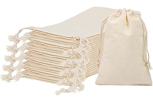 EVYIENEN 20 piccoli sacchetti in cotone con coulisse, 9 x 12 cm, in mussola di cotone, per borse, sacchetti regalo, per feste, matrimoni, casa