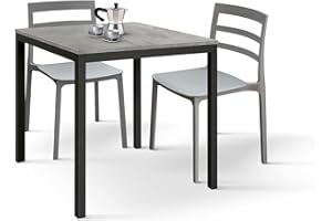 PAZZO DESIGN Tavolo Fisso Fernando, Tavolino Da Bar, Tavolo Da Ristorante, 80 x 80 x 75 cm, Grigio Cemento, Base Antracite - id_2106