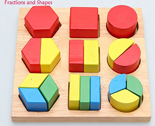 Wooden Geometric Shapes and Fractions Boards 8 Sets in One