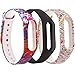 Produktbild Moretek für Xiaomi Mi Band 2 Armband,Silikon Wasserdichtes Ersatz-Armband Ersatzband Bracelet für Xiaomi Mi Band 2 Fitnessarmband Zubehör (Black/WaterCL/Painting 3pcs)