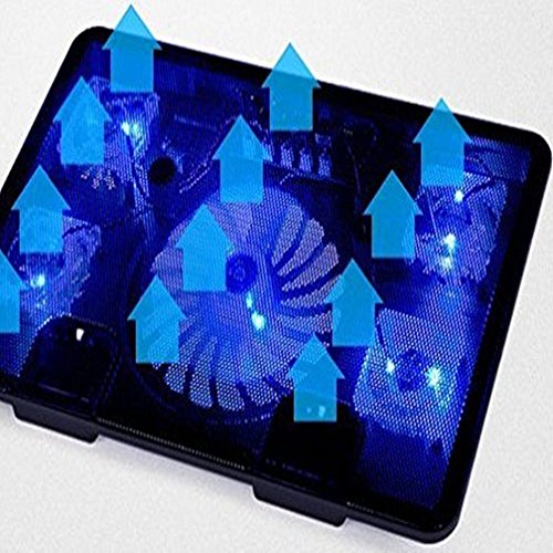 Notebook Laptop Kühler, FTUNG Laptop Kühler, Notebook Cooler Ständer Kühlpad Kühlmatte mit 5 x Lüfter und 2 USB, Cooling Pad mit blauen LEDs für 9 „-17“ Notebook - 9