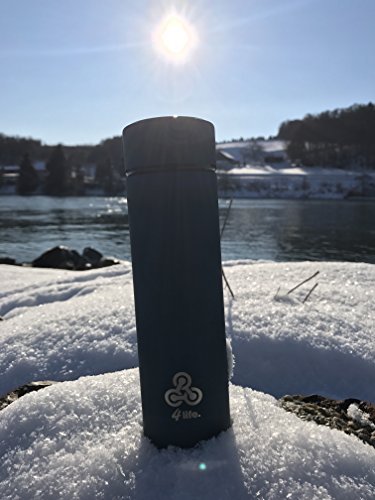 4life. Thermosflasche 450 ml | kompakte Thermoskanne aus Edelstahl | doppelwandige Isolierkanne | Isolierflasche für Getränke, Tee und Kaffe sowie für Babynahrung. BPA – BPS Frei. Inklusive Teesieb | PREMIUM Qualität | matt blau - 5