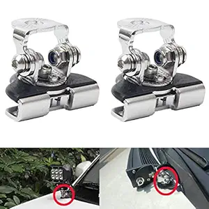 DSS Tuning Stainless Universal Hood Mounting Brackets Engine Cover Bonnet Mount for Jeep Car Auto Ambulance Fire-Engine Police Vehicle Truck Sedan Saloon Limousine ATV SUV Led Work Driving Light Bar