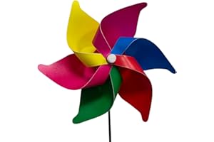 GENERICO Girandola a Vento Mulino a Vento Giardino Scaccia Uccelli Diametro cm 20 Girandola Telescopica Allungabile in Altezza fino a 72 cm Girandola + Bastone in Metallo Girandola Bambini Adulti Ragazzi