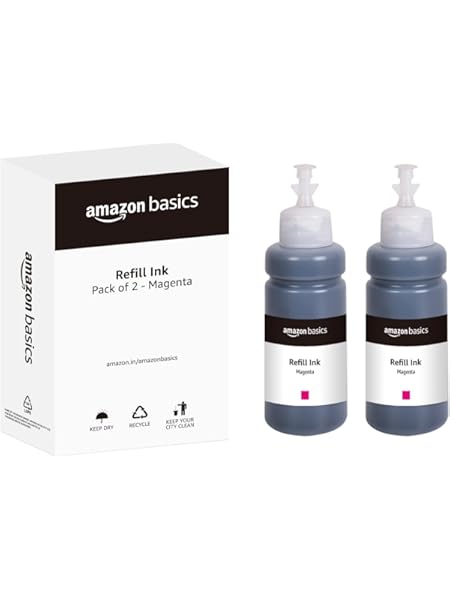 amazon basics T664 Refill Ink Bottle (Dual Pack) | Compatible with Epson L130/L360/L380/L361/L565/L210/L220/L310/L350/L355/L365/L385/L405/L455/L485 | 
