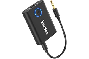 Lavales Trasmettitore Ricevitore Bluetooth 5.3 per TV, 2-in-1 Adattatore con Jack Aux 3,5mm, Supporta 2 auricolare, aptX Bassa Latenza/HD Audio, Batteria da 18 Ore per Cuffie, Impianto Stereo, Tablet