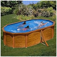 Gre KITPROV513W - Piscina (Piscina con anillo hinchable, Ovalado, 14550 L, Color blanco, Acero, 3800 l/h)