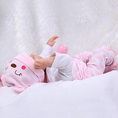 Nicery Reborn Baby Doll Soft Simulation Silicone Vinyl 22inch 55cm Magnetic Mouth Lifelike Boy Girl Toy Pink White Eyes Close