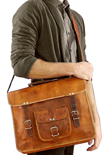 Gusti Leder nature „Finlay 15″ Umhängetasche Laptoptasche 15,6“ Ledertasche Vintage Umhängetasche Ledertasche Unitasche Aktentasche Arbeitstasche Collegetasche Messengerbag Ordner Braun U18 - 2