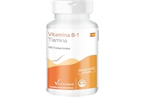 Vitamina B1 Tiamina 100mg –Bote para ¡6 MESES! – 180 comprimidos de vitamina B – altas dosis de tiamina – para el metabolismo– energía | Vitamintrend®