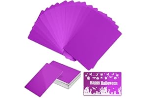 FONLAND Biglietti da visita in metallo, 50 pezzi 10 colori 0,4 mm spazi vuoti in metallo anodizzati per biglietti da visita, per carte regalo fai da te per clienti d'ufficio