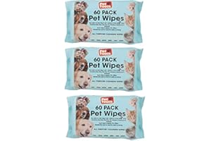 PET TOUCH Multi Pack of Pet Grooming Wipes Count Deodorizing & Hypoallergenic Cleaning Wipes for Dogs & Cats All Natural Pet Wipes (180 wipes)