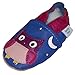 Soft Leather Baby girl Shoes with Suede Soles by Dotty Fish Cornflower Blue and Pink Owl design - 0-6 months
