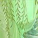 1m * 2m Curtains Rural Style Willow Leaves Pattern Offset Blind Printed Glass Yarn for Door Window Decor (Green)