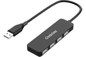 OMIVINE USB Mehrfachstecker, 4 Port Ultra-Slim USB Hub, USB Verteiler, USB Erweiterung, USB Adapter Multi USB 2.0 Splitter für PC Laptop, Desktop, Notebook, TV, Gaming Controller
