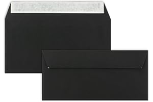 FARBENFROH BY GUSTAV NEUSER Lot neuser en noir | 25, 50 ou 100 enveloppes – Enveloppes de qualité en format DIN long avec surface mate & Fermeture adhésive | Post Enveloppes pour célébrations & Ferme | sans fenêtre dl noir