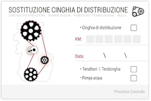 2AINTIMO Tagliando Adesivo Cinghia di Distribuzione - Controllo Cinghia distribuzione Etichetta Check - Tendori Tendicinghia Pompa Acqua - Meccanico Elettrauto - Generico per Ogni Veicolo (100)