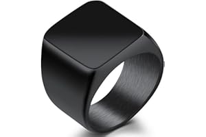 JUDE Chevalière en acier inoxydable noir argent classique simple simple cocktail mari père Saint-Valentin