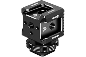 NovelGoal Dreifach-Blitzschuh-Adapter für Kaltschuh-Verlängerung, Monitorhalterung, 1/4-Zoll-Arri-Loch für Kamerakäfig Rig