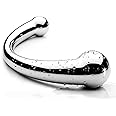 Double-Ended Dildo, G-spot Massage Anal Plug Stimulate Wand Fetish Dildo Solid Metal Curved Dual Ended Masturbation Sex Toy for Couple (M.11 oz)