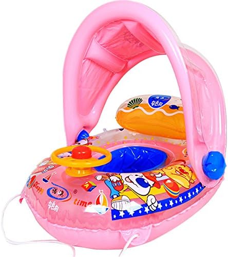 YL Story Baby Swimming Ring with Sunshade Inflatable Seat Boat Safety Children Toddler Aid Bath Pool Floats Pink