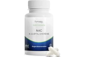 Dynveo - NAC N-Acétylcystéine pure - Précurseur Glutathion - Détoxification & Antioxydant - Bio-Fermentation Naturelle - 600mg 60 Gélules Vegan Sans Additifs - Grade Pharmaceutique - 2 mois