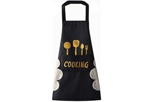 DILLMAN Women Kitchen Apron with Hand Wipe Pockets£¬Big Pocket,Hand-wiping, Waterproof for Cooking Baking