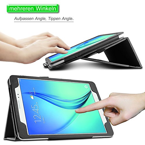 Infiland Samsung Galaxy Tab A 9.7 Hülle Case -Slim Fit Folio PU-lederne dünne Kunstleder Schutzhülle Cover Tasche für Samsung Galaxy Tab A 9.7 T550N/ T555N 24,6 cm (9,7 Zoll) WiFi/LTE Tablet-PC (mit Auto Schlaf / Wach Funktion)(Schwarz) - 3