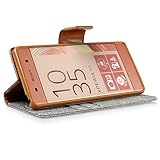 Stylisches Bookstyle Handytasche Flip Case für „Sony Xperia XA“ Handy Schutz Hülle Etui Schale Cover Book Case grau-braun - 2