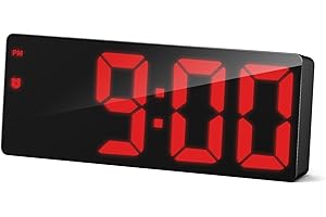 Flysocks Digital Alarm Clock,Bedside Non Ticking Alarm Clocks, Snooze, Large LED Display, Adjustable Brightness