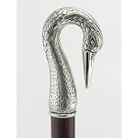 CAVAGNINI Walking Canes Sticks Gift Customizable in Color (Black/Brown), Lenght (until 38 inches), Rubber Tips/Ferrules, Engraving. Swan Handle Liberty Pewter Wooden Elegance for Women or Men. Handmade in Italy
