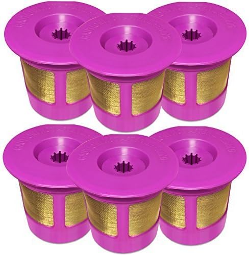 6-Pack Reusable Gold Plated Mesh Coffee Filters For Keurig 2.0 and 1.0 Brewers Fits K200/K250, K300/K350, K400/K450/K460, K500/K550/K560 by iPartsPlusMore