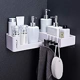 duschablage ohne bohren toom Badregal & Küchenregal mit 4 Handtuchhaken: Badregal für Duschgel, Rasierer, Becher, Zahnpasta, Gesichtsreiniger, Shampoo oder Küchenregal für Löffel, Gewürze, Becher.