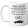 Stuff4 Gifts for Car Enthusiasts - in My Head I'm Thinking About Cars - Funny Classic Mug, Gifts for Lovers, Petrol Head 11oz Ceramic Dishwasher Safe Premium Mugs Cup