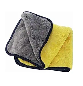 Auto Hub 800 GSM Heavy Microfiber Cloth for Car Cleaning and Detailing, Dual Sided, Extra Thick Plush Microfiber Towel Lint-Free, 40cm x 40cm, Pack of 1, Multicolor