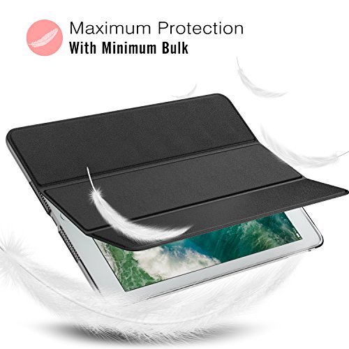 MoKo Hülle für Neu iPad 9.7 Zoll 2017 – PU Leder Tasche Schutzhülle Schale Smart Case mit Translucent Rücken Deckel, mit Auto Schlaf / Wach Funktion und Stanfunktion für New Apple iPad 9.7″ IOS 10 Retina Display Tablet, Schwarz - 8