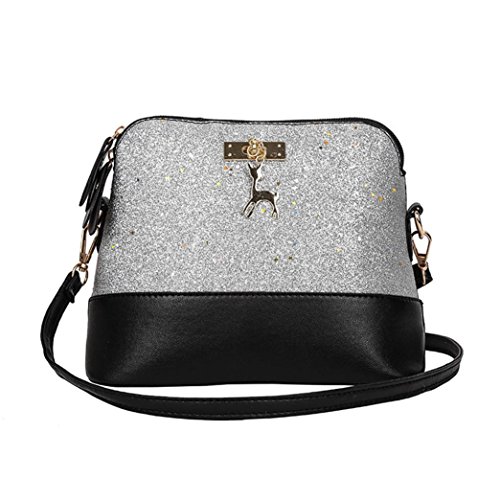Dragon868 Elegante Umhängetasche aus Leder | Arbeit Büro Clutch Damentasche Crossbody Damenhandtasche Freizeit Gurt Handtasche Rucksack Schule (Silber)