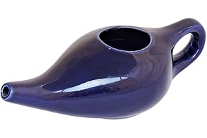 ANCIENTIMPEX Antico Impex Neti Pot in ceramica (capacità 270 ml) con 5 bustine di sale Neti per la pulizia nasale - Voilet Color