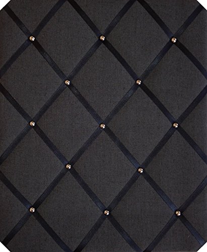 Pinnwand, Groß 40 x 48 cm schwarz Leinen & Chrom Ohrstecker mit Criss Cross Bänder, Memo Boards, Bulletin Boards, Nachricht Boards, hängt Hochformat