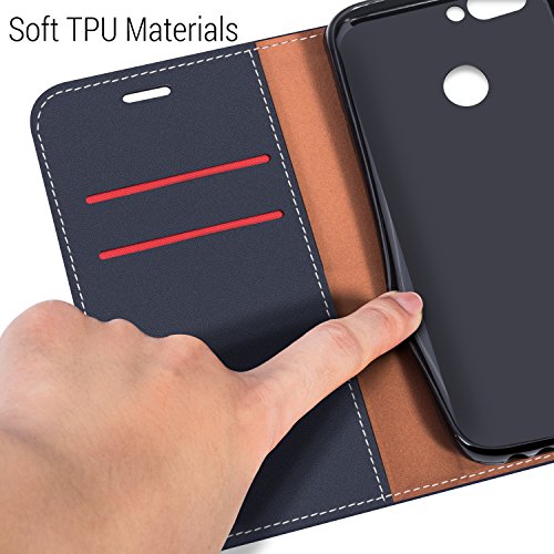 Coodio Huawei Nova 2 HÃ¼lle Leder LederhÃ¼lle Ledertasche Wallet HandyhÃ¼lle Tasche SchutzhÃ¼lle mit Magnetverschluss / KartenfÃ¤cher fÃ¼r Huawei Nova 2, Dunkel Blau/Rot