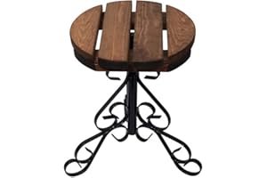 GARDEN PRIDE Decorative Garden Side Table - Made of Plastic Coated Solid Steel with Wooden Table Top - Ideal inside or in the garden