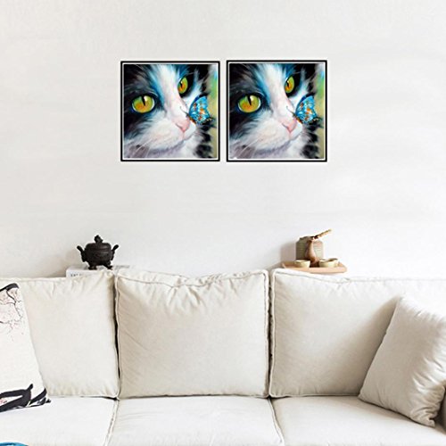 Kingko® Nicht die gleiche Art der Dekoration Katze und Tiger DIY 5D Diamant Stickerei Anstrich Querheftung Ausgangsdekor Fertigkeit (A) - 2