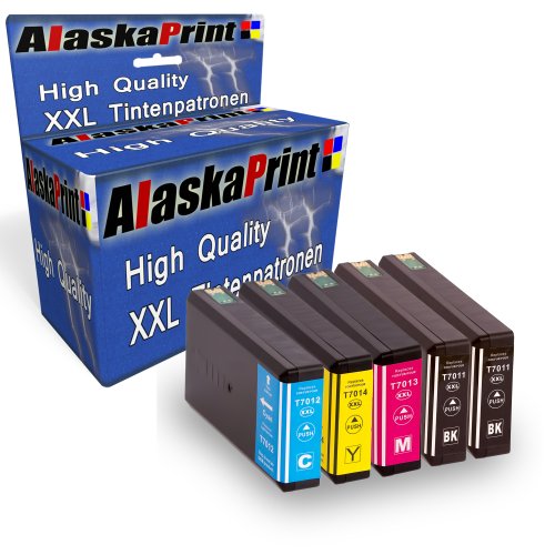 5 Druckerpatronen Kompatibel für Epson T7021 T7011 T7012 T7013 T7014 T7021-24 T7031-34 XL für Epson WorkForce PRO WP4015 WP4025 WP4095 WP4515 WP4525 WP4535 WP4545 WP4595 WP 4015 WP 4025 WP 4095 WP 4515 WP 4525 WP 4535 WP 4545 WP 4595 Set mit Chip 5xT7011Set